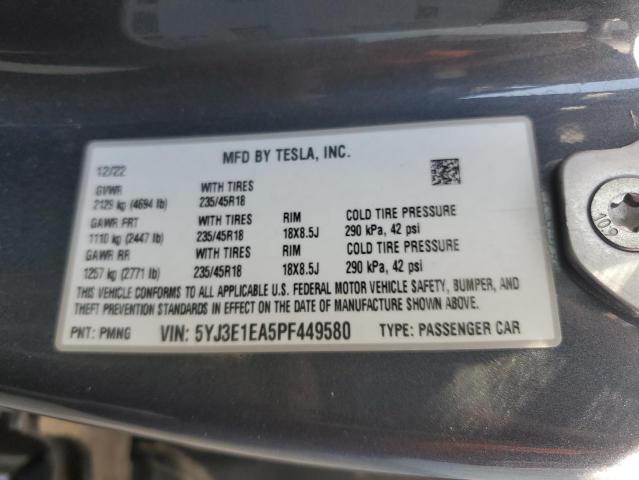 Photo 12 VIN: 5YJ3E1EA5PF449580 - TESLA MODEL 3 