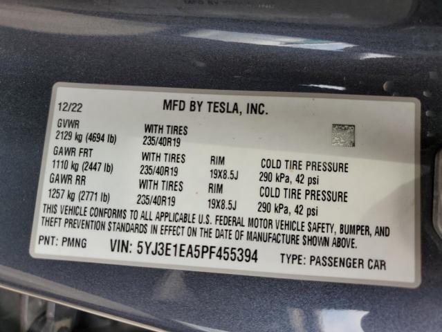 Photo 12 VIN: 5YJ3E1EA5PF455394 - TESLA MODEL 3 