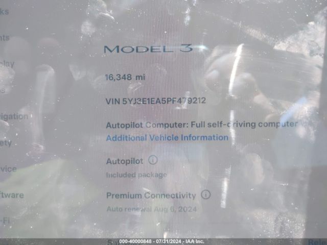 Photo 6 VIN: 5YJ3E1EA5PF479212 - TESLA MODEL 3 