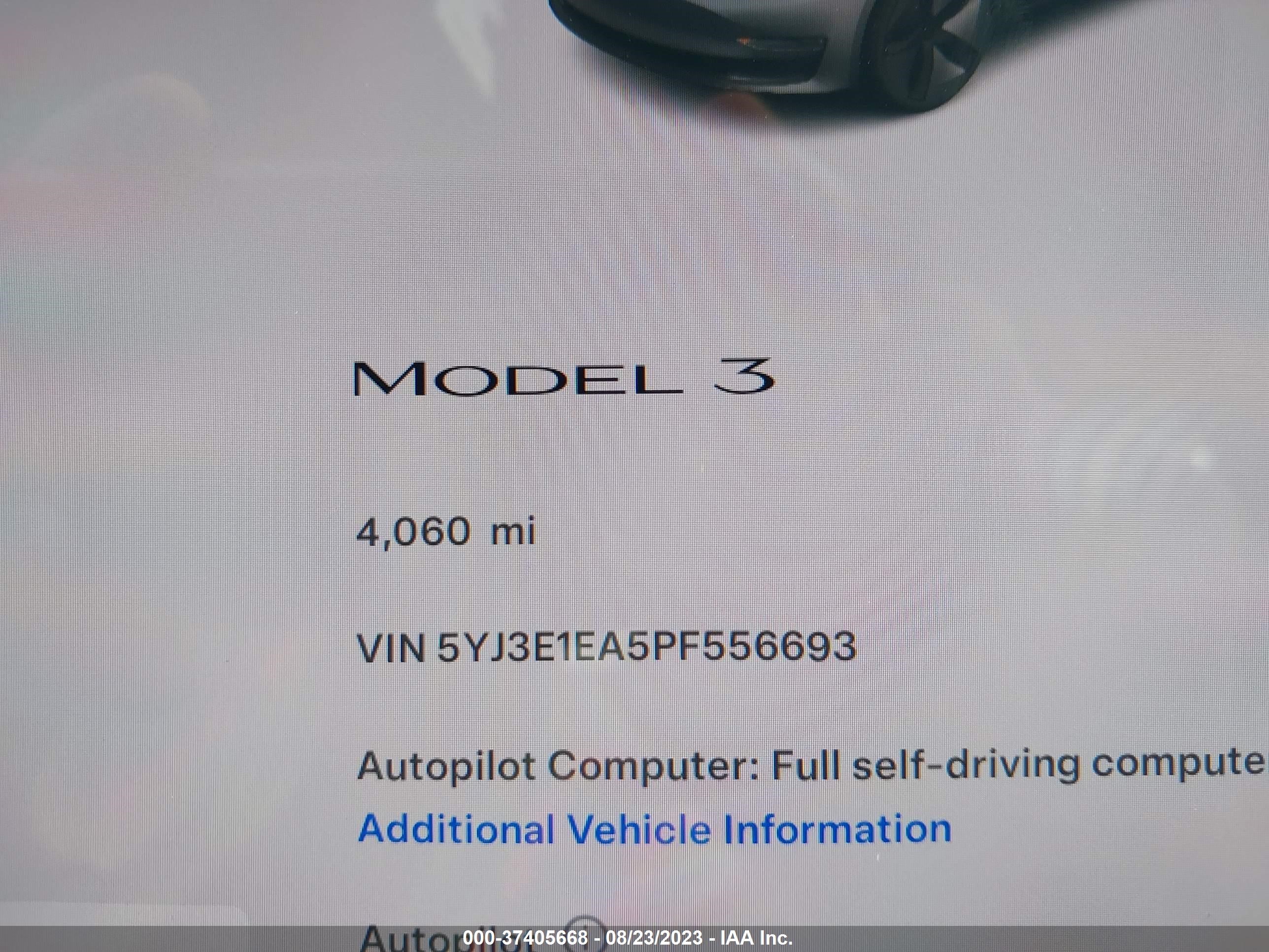 Photo 6 VIN: 5YJ3E1EA5PF556693 - TESLA MODEL 3 