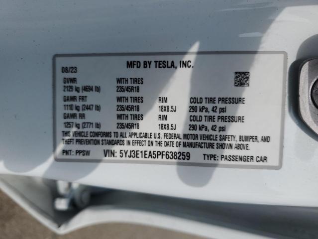 Photo 11 VIN: 5YJ3E1EA5PF638259 - TESLA MODEL 3 