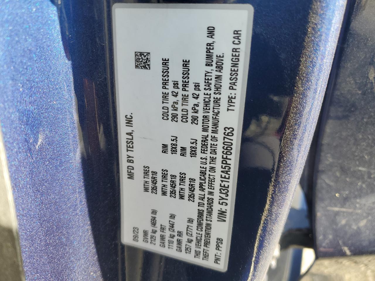 Photo 11 VIN: 5YJ3E1EA5PF660763 - TESLA MODEL 3 