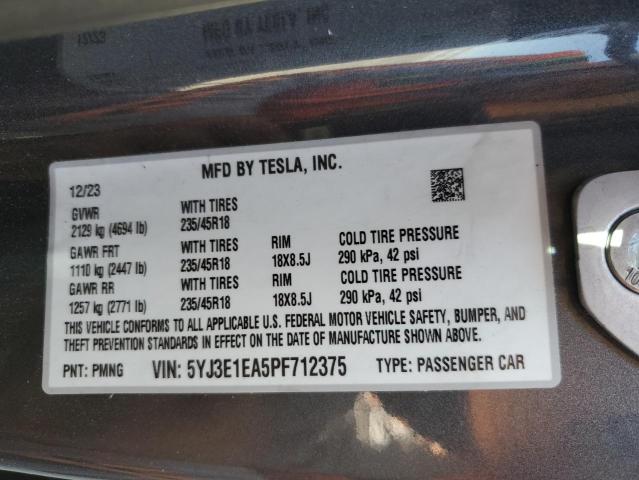 Photo 11 VIN: 5YJ3E1EA5PF712375 - TESLA MODEL 3 