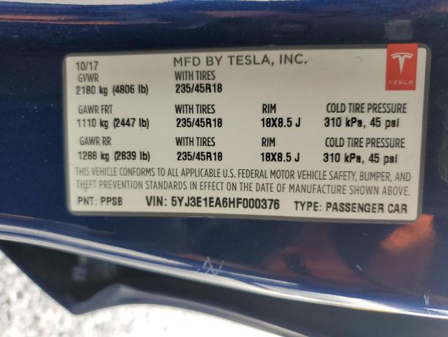 Photo 11 VIN: 5YJ3E1EA6HF000376 - TESLA MODEL 3 