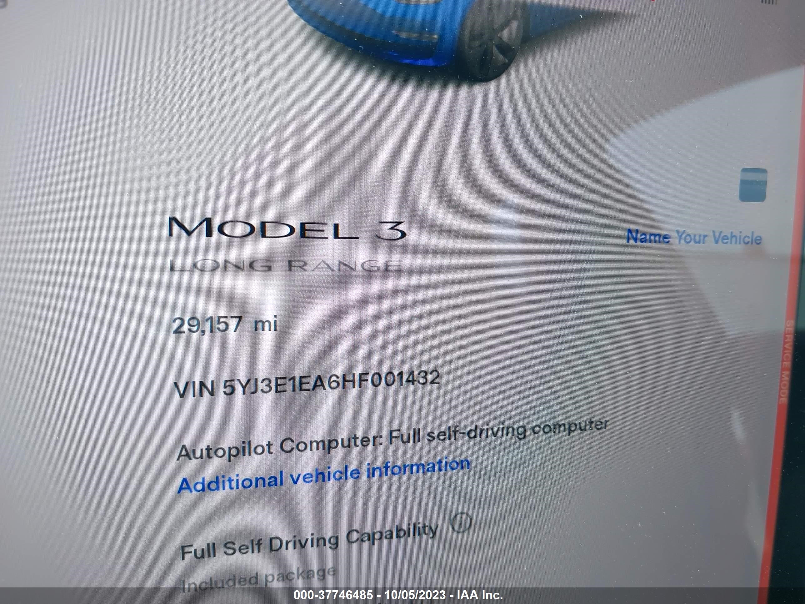 Photo 13 VIN: 5YJ3E1EA6HF001432 - TESLA MODEL 3 