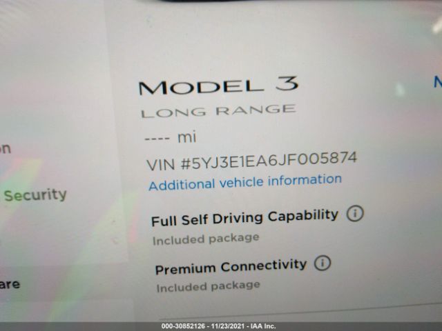 Photo 6 VIN: 5YJ3E1EA6JF005874 - TESLA MODEL 3 