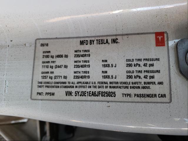 Photo 9 VIN: 5YJ3E1EA6JF025025 - TESLA MODEL 3 