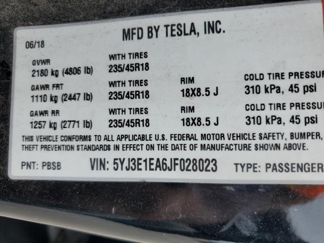 Photo 12 VIN: 5YJ3E1EA6JF028023 - TESLA MODEL 3 