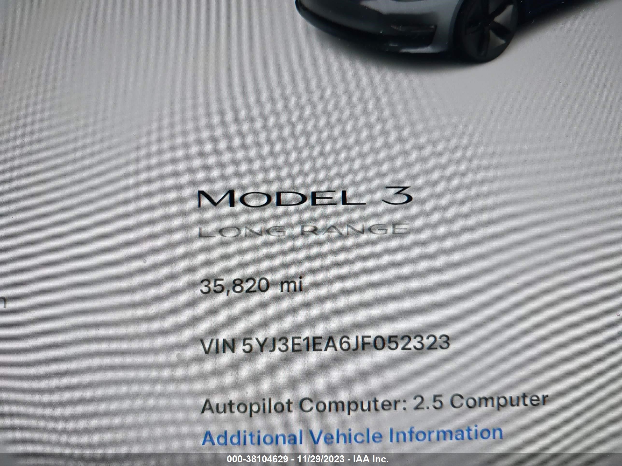 Photo 13 VIN: 5YJ3E1EA6JF052323 - TESLA MODEL 3 