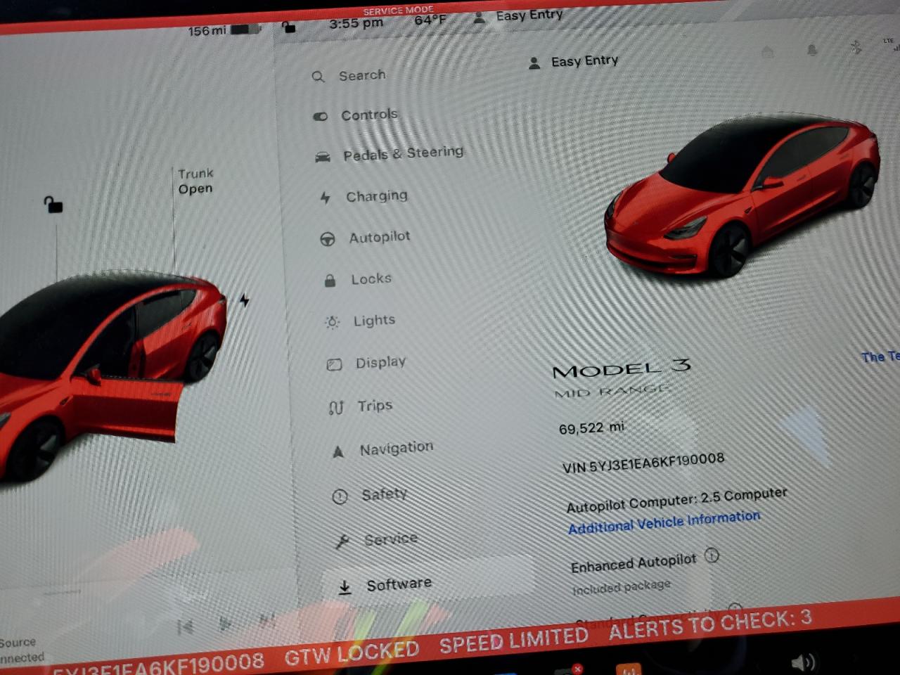 Photo 8 VIN: 5YJ3E1EA6KF190008 - TESLA MODEL 3 