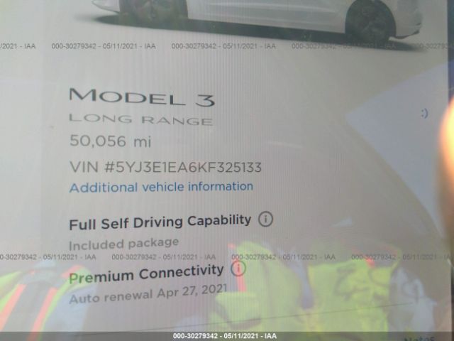 Photo 6 VIN: 5YJ3E1EA6KF325133 - TESLA MODEL 3 