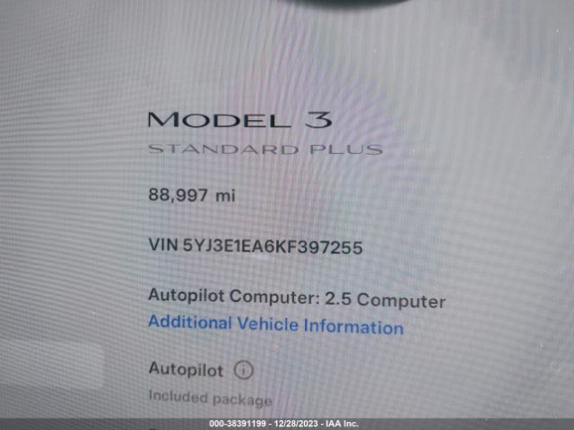 Photo 6 VIN: 5YJ3E1EA6KF397255 - TESLA MODEL 3 