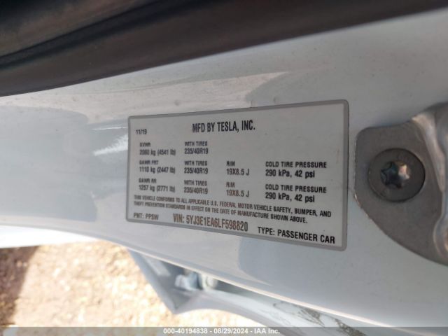 Photo 8 VIN: 5YJ3E1EA6LF598820 - TESLA MODEL 3 