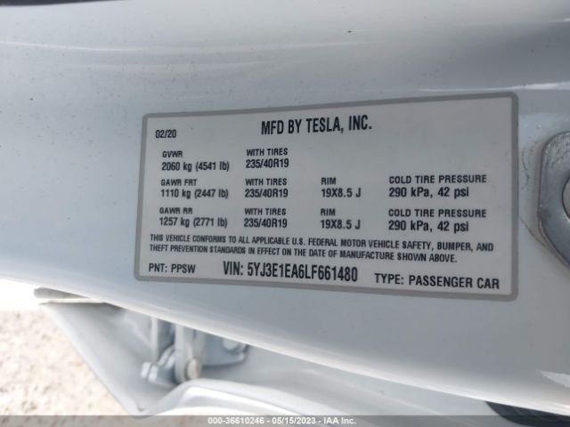 Photo 8 VIN: 5YJ3E1EA6LF661480 - TESLA MODEL 3 