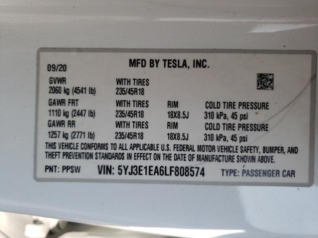 Photo 11 VIN: 5YJ3E1EA6LF808574 - TESLA MODEL 3 