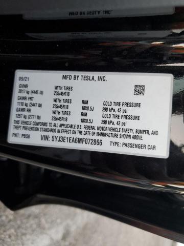 Photo 11 VIN: 5YJ3E1EA6MF072866 - TESLA MODEL 3 