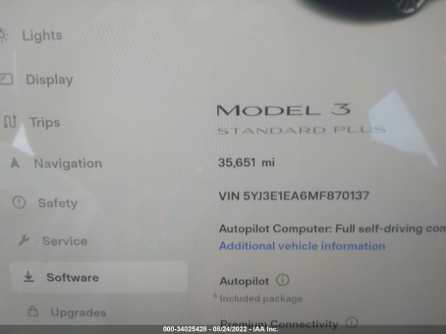 Photo 6 VIN: 5YJ3E1EA6MF870137 - TESLA MODEL 3 