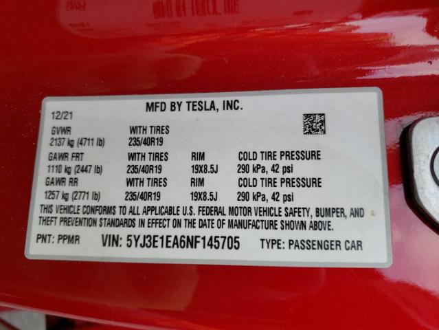 Photo 11 VIN: 5YJ3E1EA6NF145705 - TESLA MODEL 3 