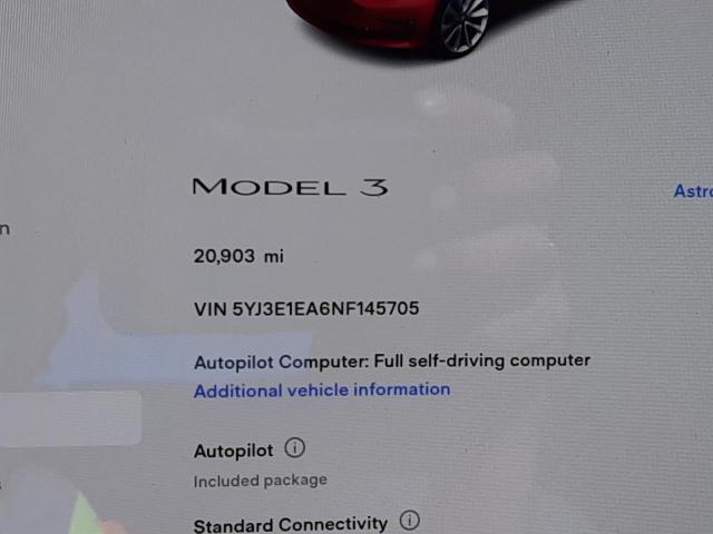 Photo 8 VIN: 5YJ3E1EA6NF145705 - TESLA MODEL 3 