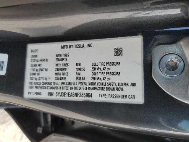 Photo 11 VIN: 5YJ3E1EA6NF285964 - TESLA MODEL 3 