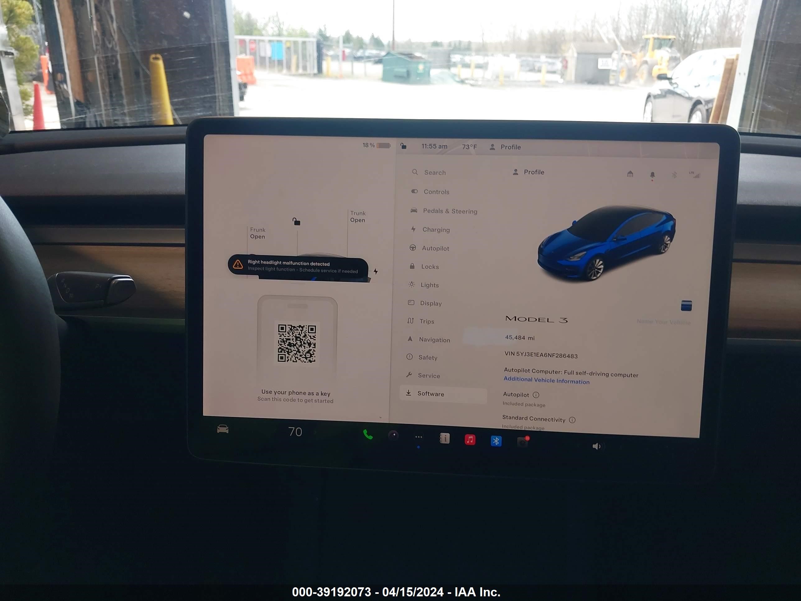 Photo 18 VIN: 5YJ3E1EA6NF286483 - TESLA MODEL 3 