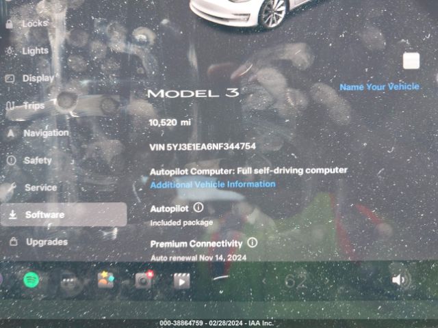 Photo 6 VIN: 5YJ3E1EA6NF344754 - TESLA MODEL 3 