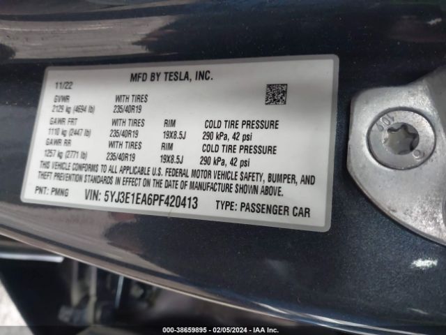 Photo 8 VIN: 5YJ3E1EA6PF420413 - TESLA MODEL 3 