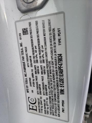 Photo 12 VIN: 5YJ3E1EA6PF479834 - TESLA MODEL 3 