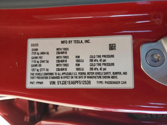 Photo 11 VIN: 5YJ3E1EA6PF512539 - TESLA MODEL 3 