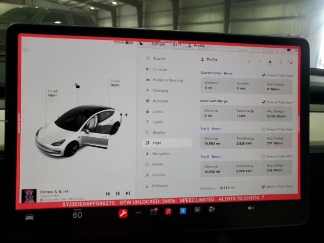 Photo 8 VIN: 5YJ3E1EA6PF586270 - TESLA MODEL 3 