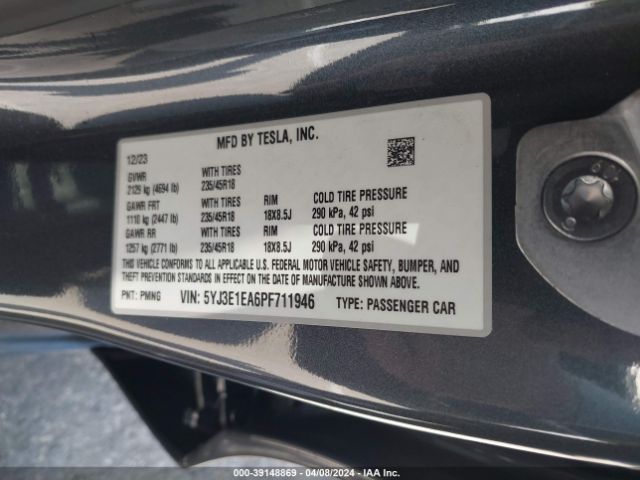 Photo 8 VIN: 5YJ3E1EA6PF711946 - TESLA MODEL 3 