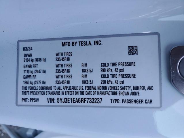 Photo 11 VIN: 5YJ3E1EA6RF733237 - TESLA MODEL 3 