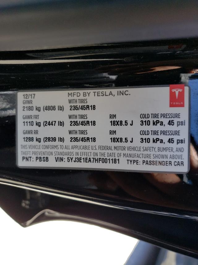 Photo 9 VIN: 5YJ3E1EA7HF001181 - TESLA MODEL 3 