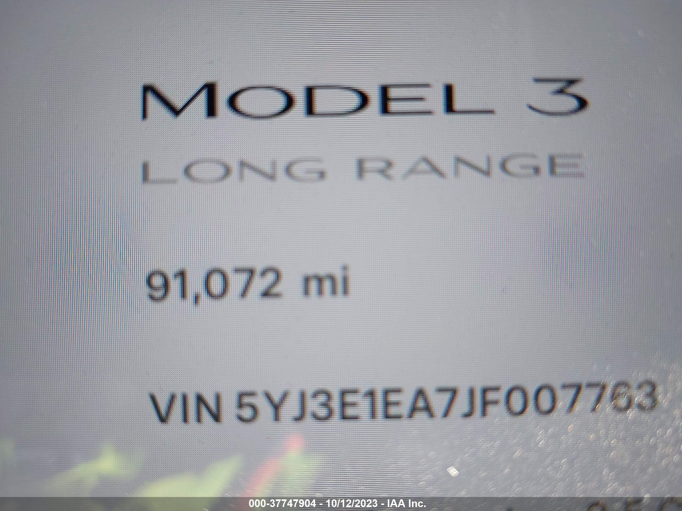 Photo 13 VIN: 5YJ3E1EA7JF007763 - TESLA MODEL 3 