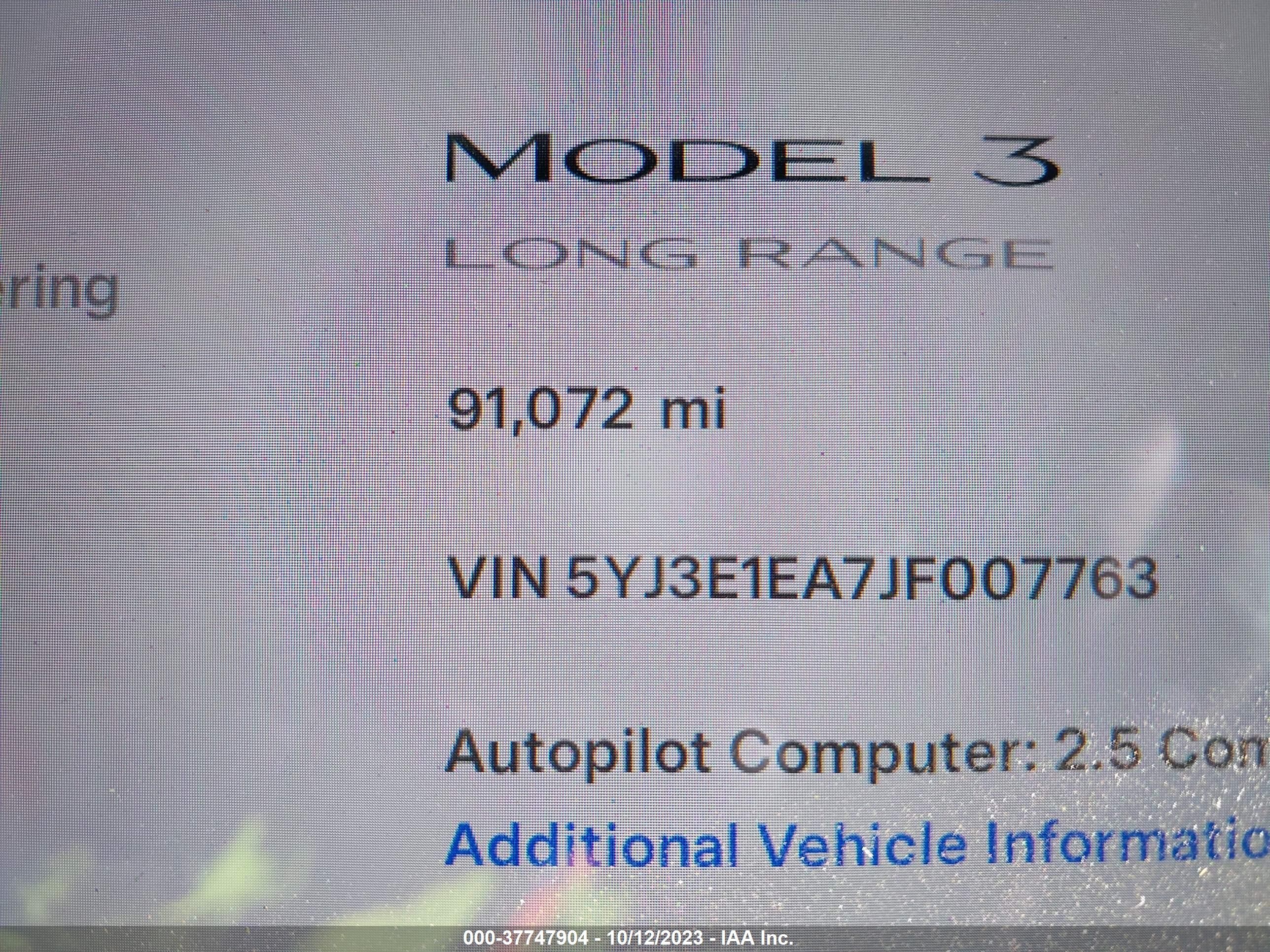 Photo 6 VIN: 5YJ3E1EA7JF007763 - TESLA MODEL 3 