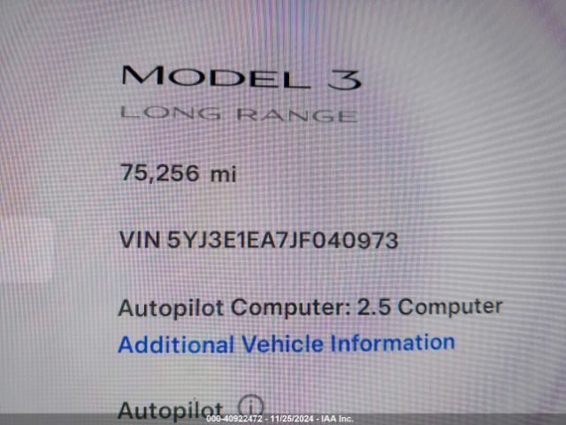 Photo 6 VIN: 5YJ3E1EA7JF040973 - TESLA MODEL 3 