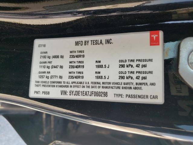 Photo 12 VIN: 5YJ3E1EA7JF060298 - TESLA MODEL 3 