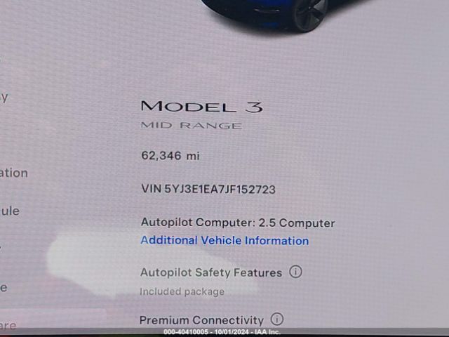 Photo 6 VIN: 5YJ3E1EA7JF152723 - TESLA MODEL 3 