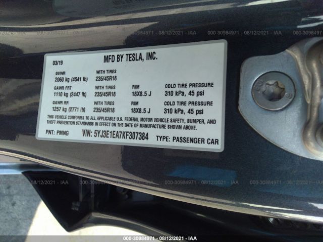 Photo 8 VIN: 5YJ3E1EA7KF307384 - TESLA MODEL 3 