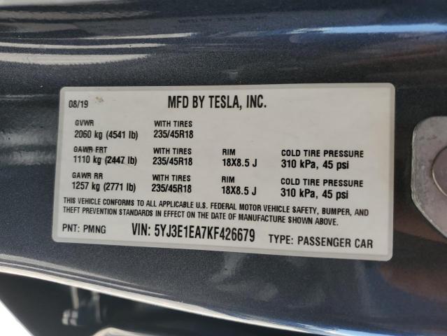 Photo 11 VIN: 5YJ3E1EA7KF426679 - TESLA MODEL 3 