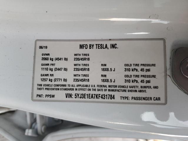 Photo 11 VIN: 5YJ3E1EA7KF431784 - TESLA MODEL 3 