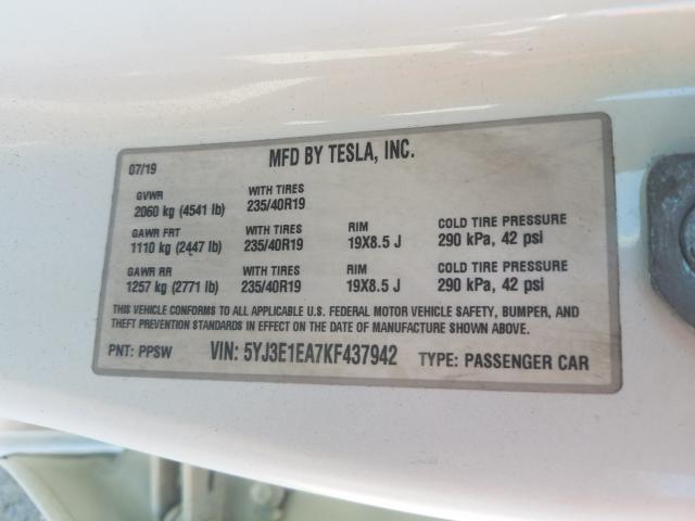 Photo 9 VIN: 5YJ3E1EA7KF437942 - TESLA MODEL 3 