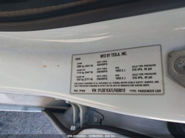 Photo 8 VIN: 5YJ3E1EA7LF659012 - TESLA MODEL 3 