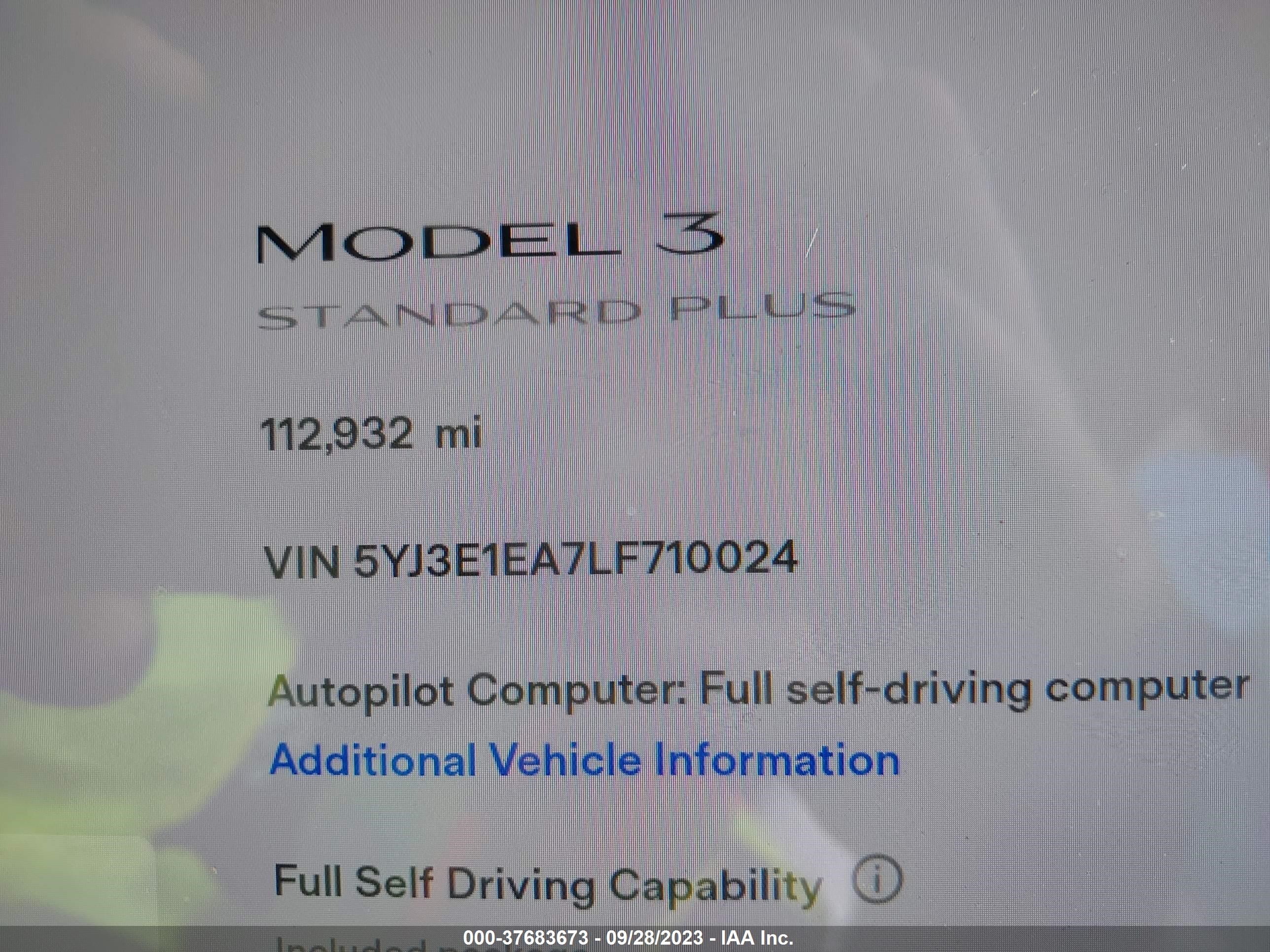 Photo 12 VIN: 5YJ3E1EA7LF710024 - TESLA MODEL 3 