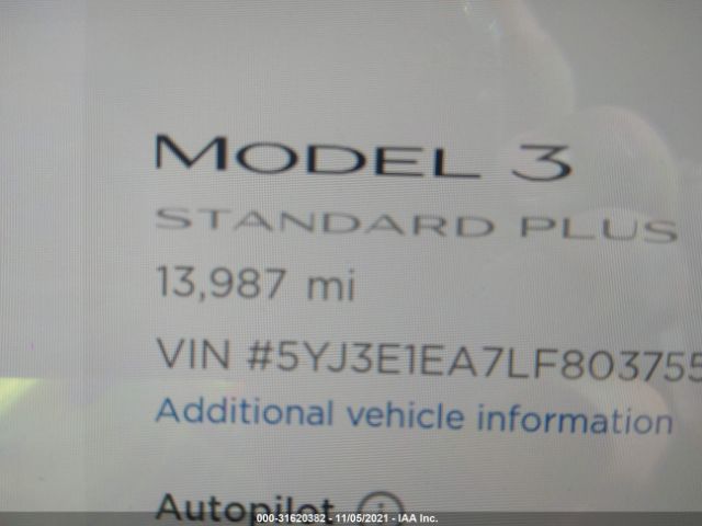 Photo 6 VIN: 5YJ3E1EA7LF803755 - TESLA MODEL 3 