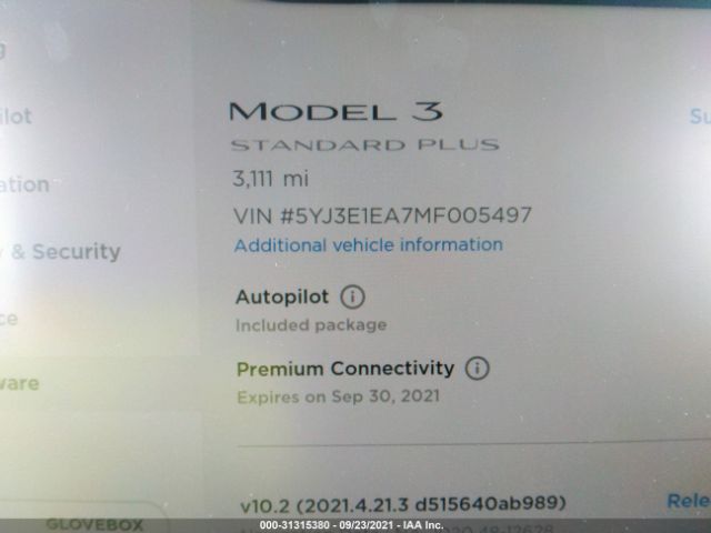 Photo 6 VIN: 5YJ3E1EA7MF005497 - TESLA MODEL 3 