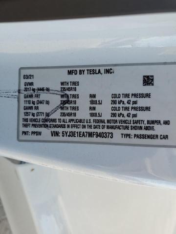 Photo 11 VIN: 5YJ3E1EA7MF940373 - TESLA MODEL 3 