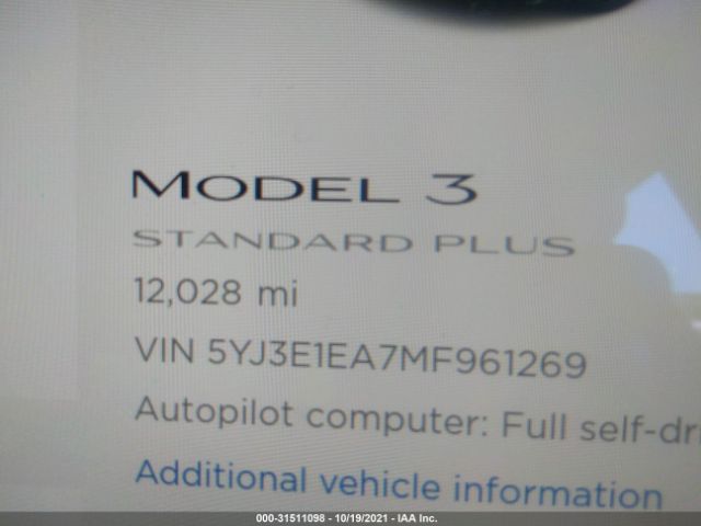 Photo 6 VIN: 5YJ3E1EA7MF961269 - TESLA MODEL 3 