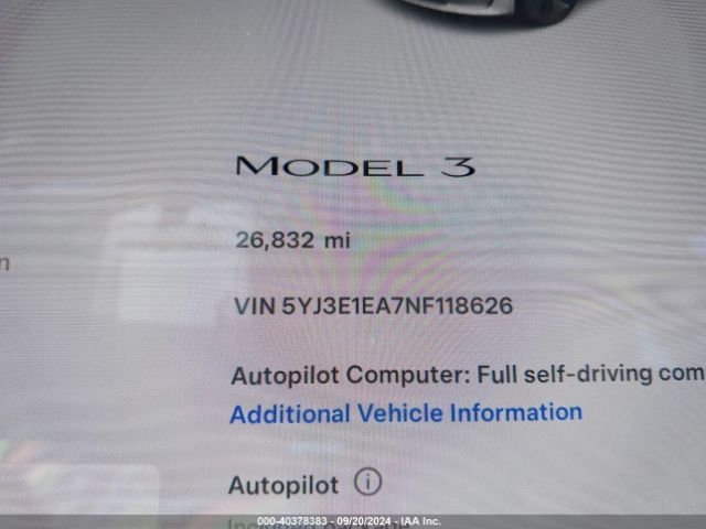 Photo 6 VIN: 5YJ3E1EA7NF118626 - TESLA MODEL 3 