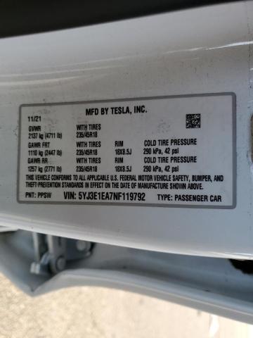 Photo 11 VIN: 5YJ3E1EA7NF119792 - TESLA MODEL 3 